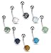 Body Colorz&acirc;�&cent; Lot of 8 Semi-Precious Stone Belly Navel Rings 14g 3/8"