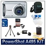 Canon PowerShot A495 Digital Camera (Silver), 10.0 MP, 3.3x Optical Zoom w/ ....