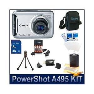 Canon PowerShot A495 Digital Camera (Silver), 10.0 MP, 3.3x Optical Zoom, 2.5