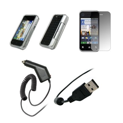 Motorola Backflip - Premium Crystal Clear Snap-On Cover Hard Case Cell Phone Protector + Crystal Clear Screen Protector + Rapid Car Charger + USB Data Charge Sync Cable for Motorola Backflip