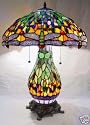 Dragonfly Stained Glass Tiffany Table Lamp Lamps with Lit Base-this Is Lifetime Int Authentic Products