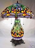 Dragonfly Stained Glass Tiffany Table Lamp Lamps with Lit Base-this Is Lifetime International Authentic Products