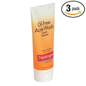 Neutrogena Oil-Free Acne Wash Cream Cleanser, 6.7-Ounce Tubes (Pack of 3)