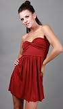 TAMALA Twist Bust Strapless Knit Dress Red