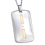 Stainless Steel/14K Diamond Men's Duo Bar Dog Tag Necklace