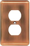 Brainerd 64112 Stamped Steel Round Single Duplex Outlet Wall Plate / Switch Plate / Cover, Antique Copper