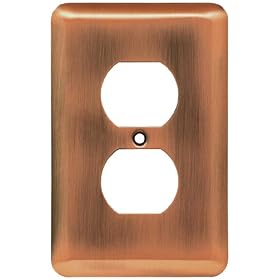 Liberty Hardware 64112 Stamped Round Single Duplex Wall Plate, Antique Copper