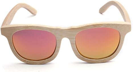 LynHee Bamboo Wood Wooden Polarized Sunglasses Natural Light Floating Frames, Wood Case (Bamboo Frame, Pink)