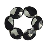 Faceted Black Onyx and Gold Beaded Stretch Bracelet, 8
