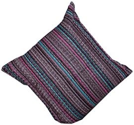 5PEC SET INDIAN Traditional Pillowcase Indian Kantha Stitch Bohemian Cushion 16*16 Throw Pillow Cases Sofa Cushion HANDMADE PRINTED COLORED KANTHA PILLOW COVER SOFA COUCH CUSHION COVER Home Décor