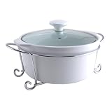 Mayfair & Jackson Round Porcelain Casserole with Vented Lid and Elegant Serving Rack
