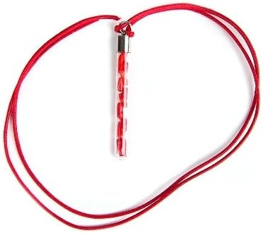 Red Coral TumbleChip Glass Vial Pendant on Coloured Cord