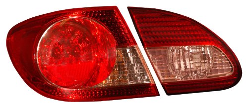 Anzo USA 321190 Toyota Corolla 4 Pcs Red/Clear LED Tail Light Assembly - (Sold in Pairs)