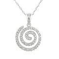 14K White Gold and Diamond Swirl Pendant