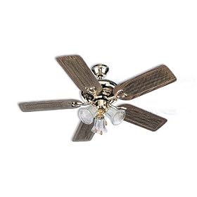 Clairion Comfort Plus 46-Inch Air Cleaning Ceiling Fan with Light Kit, Oak/Brass