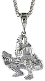 Sterling Silver 1 7/16 (37 mm) Diamond Cut Baseball Catcher Pendant