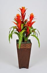 Artificial 40" Triple Bromeliad in Rattan