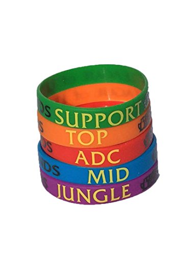 Summoner's Rift League of Legends Bracelet Top Jungle Adc Mid Support Silicone - PACK of 5