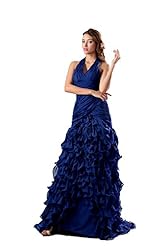 Halter Charmeuse/Chiffon Backless Floor Length Evening Dress 