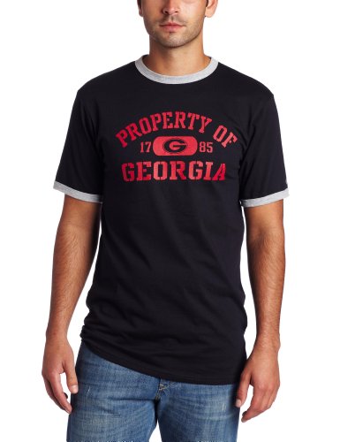 NCAA Mens Georgia Bulldogs Ringer T-Shirt (Black/Oxford, XX-Large)