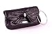 Black faux snake clutch bag wrist handbag with bow and diamante studded wrist ring