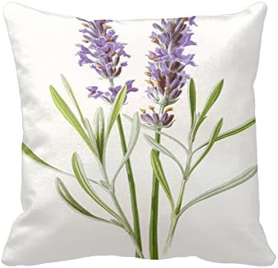 Decorative Cotton Square Throw Pillow Case Cushion Cover Lavender Botanical pillowcase For Sofa