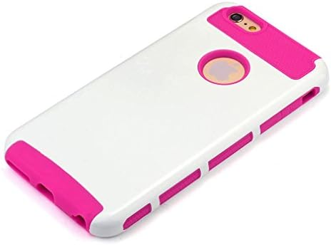 For Apple iPhone 6 (4.7''),Luxury Designed Hybrid 2 in 1 Rugged Shockproof Pattern Hard Case Cover for iPhone 6 Air 4.7'' (White + Rose)