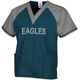 NFL Philadelphia Eagles Midnight Green-Silver Raglan Color Block Scrub Top (XX-Large)