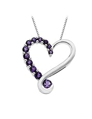 Sterling Silver Amethyst Heart Shaped Pendant