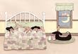 Dachshunds (doxies) ready for bed / Lynch folk art print