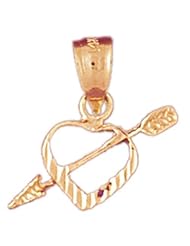 Dazzlers Solid 14k Gold Heart Cupid Arrow Charm Pendant Available in three colors from jewelsberry (weights: 0.7 grams only)
