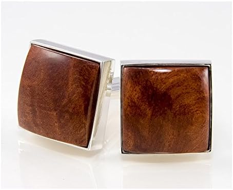 Jarrah Burl Sterling Silver Square Overlay Cufflinks