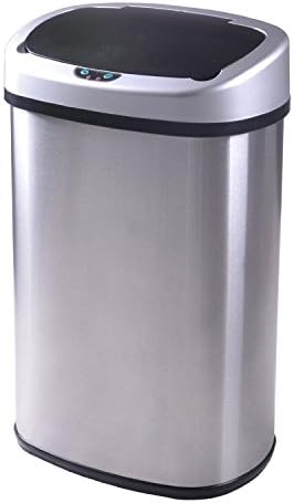 Trash Cans &amp; Wastebaskets New 13-Gallon Touch-Free Sensor Automatic Stainless-Steel Trash Can Kitchen 50R