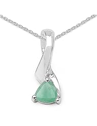 0.50 Carat Genuine Emerald Sterling Silver Pendant Necklace. 18"