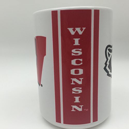NCAA University of Wisconsin Badgers Logo 15oz White Ceramic Coffee Mug - Rare & Collectible