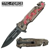 Red Dragon Camo Handle Rescue Folder Spring Assist Knife