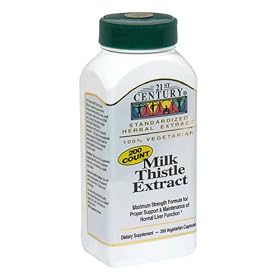 21st Century Standardized Herbal Extract Capsules, Milk Thistle Extract, Maximum Strength, 200-Count Bottles (Pack of 2)