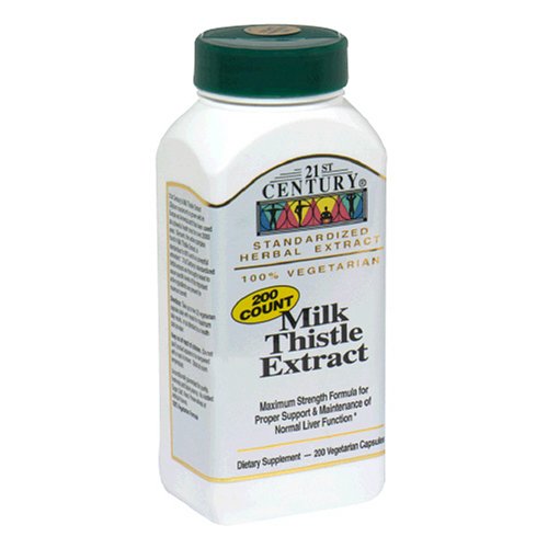 21st Century Standardized Herbal Extract Capsules, Milk Thistle Extract, Maximum Strength, 200-Count Bottles (Pack of 2)