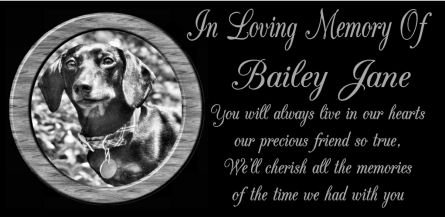 12 x 6 Lazer Gifts Personalized Black Granite Pet Memorial Marker Style Bailey