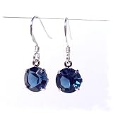 Pewterhooter fine montana blue Swarovski Crystal drop earrings on Sterling Silver Fishhooks with Gift Box.