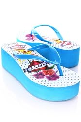 Rockabilly Heart and Love Flip Flops Turquoise 7