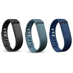 i-smile® 3PCS Replacement Bands with Metal Clasps for Fitbit Flex / Wireless Activity Bracelet Sport Wristband / Fitbit Flex Bracelet Sport Arm Band (No tracker, Replacement Bands Only) & Silicon Fastener Ring For Free (Black&Navy&Slate, Large)