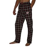 Mens NFL Kansas City Chiefs Plaid Cotton Thermal Sleepwear / Pajama Pants - Black & Red (Size: S)