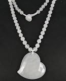 Side Faceted Heart Pendant Snow Quartz