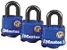 Tools & Hardware : Master Lock 312TRI 1-9/16-Inch Laminated Padlocks with Blue Thermoplastic Shell, 3-Pack