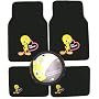 Happy Tweety Bird with Hearts Auto Accessories Interior Kit - Front & Rear Floor Mats, Steering Wheel Cover, and Decal Set