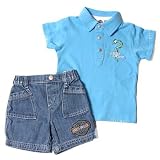 Harley Boys Denim Short Set with Blue Top, Available in Various Sizes