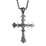 Gothic Cross Pendant Silver Necklace Men