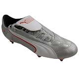 Mens Puma V Kon II SG Leather Silver Red Soft Ground Football Boots Size UK 6-11