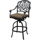 Darlee Elisabeth Cast Aluminum Swivel Bar Stool With Cushion